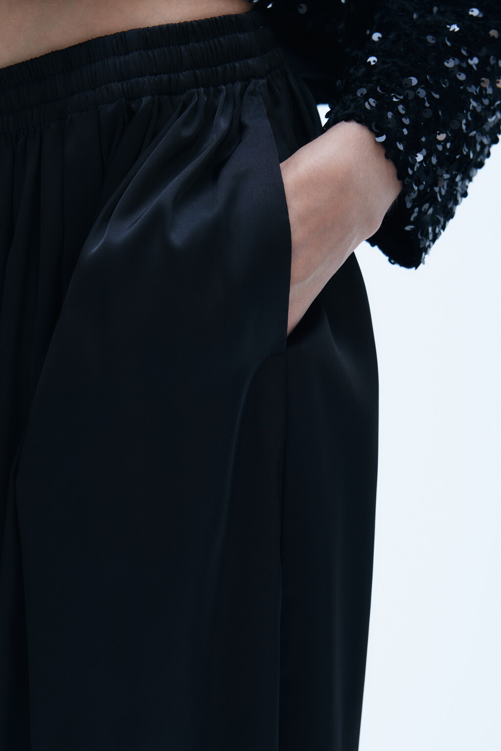 Брюки-аладдины широкие - цвет черный - 7