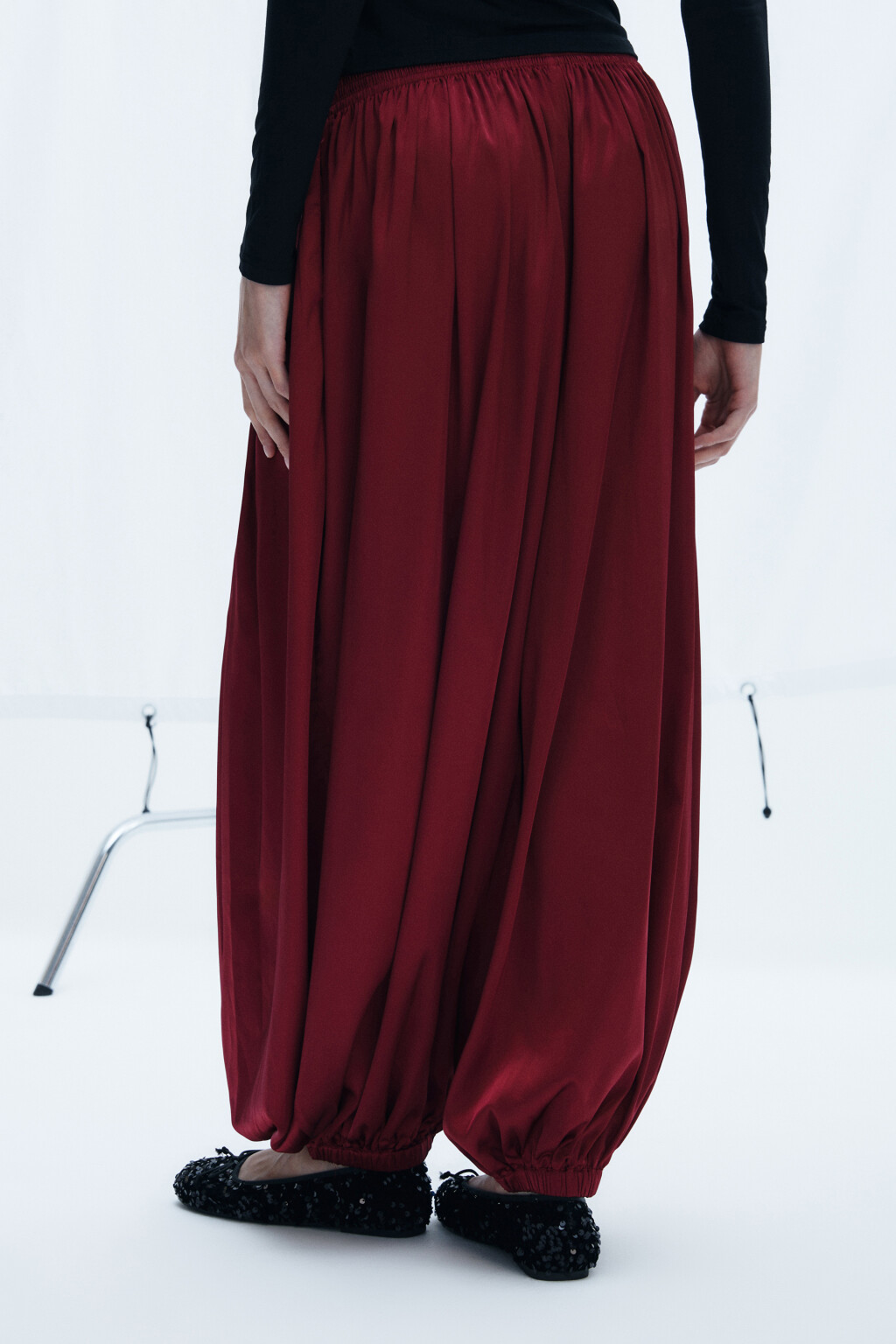 Брюки-аладдины широкие - цвет красный - 4