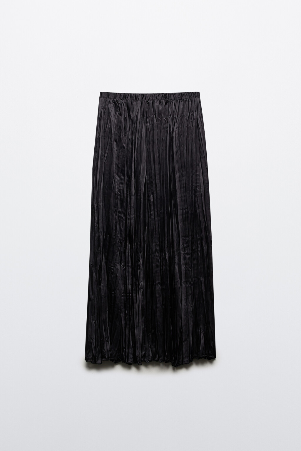 Юбка-трапеция из жатого атласа - цвет черный - 7