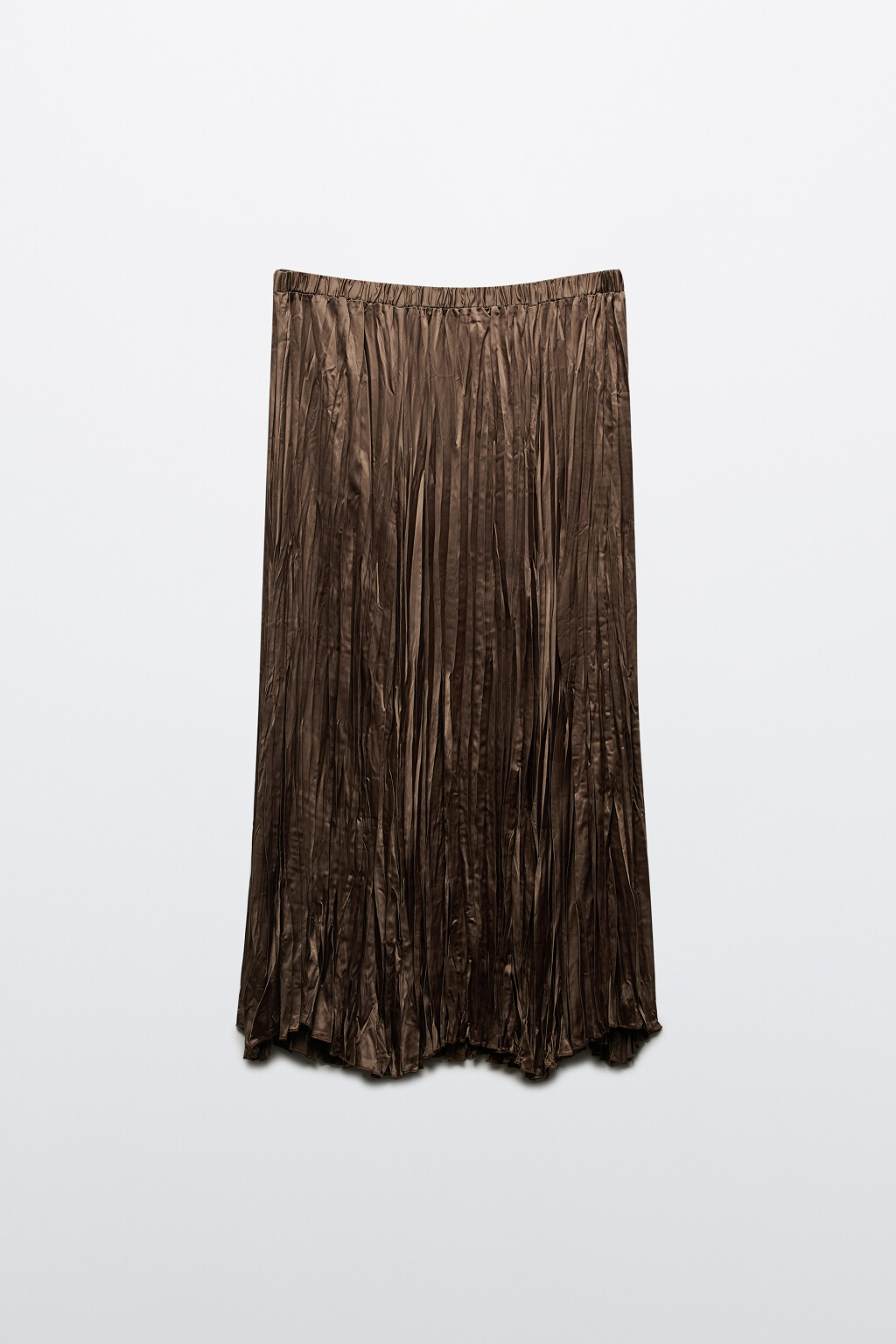 Юбка-трапеция из жатого атласа - цвет бежевый - 7