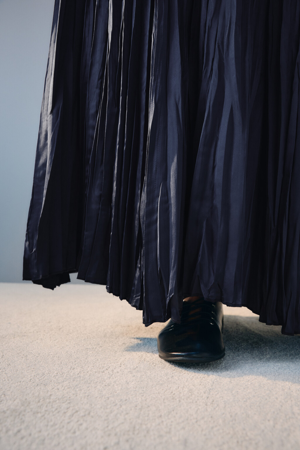 Юбка-трапеция из жатого атласа - цвет синий - 14