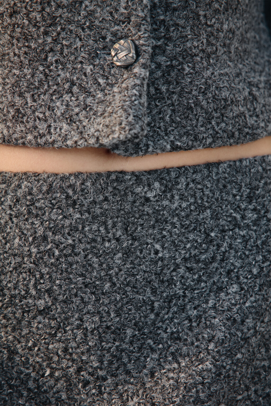 Юбка-трапеция из ткани букле - цвет серый - 6