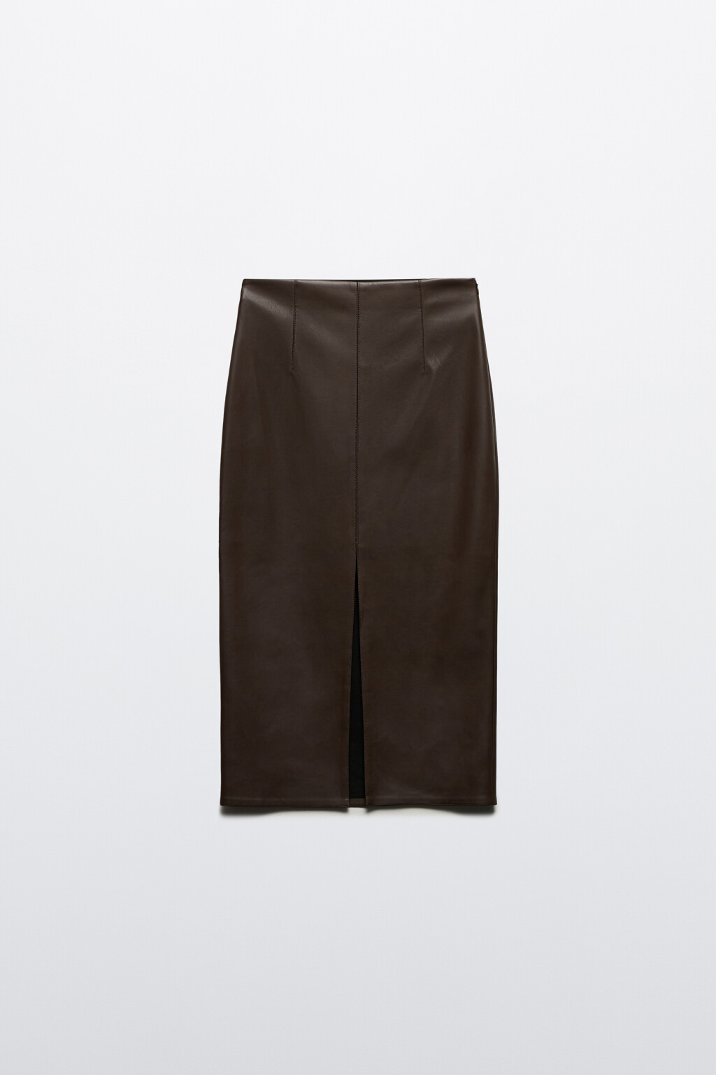 Юбка-карандаш миди с разрезом - цвет коричневый - 8