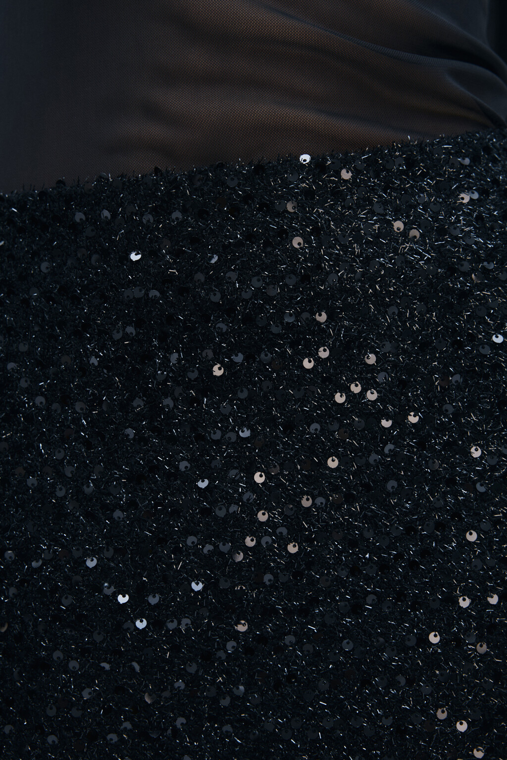 Юбка мини твидовая с пайетками - цвет черный - 5