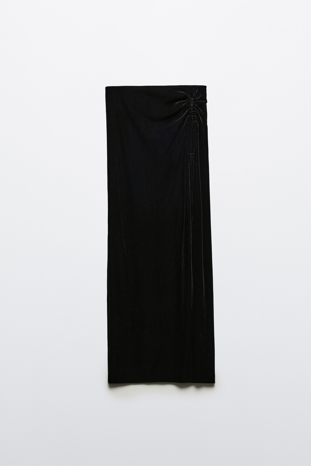Юбка макси бархатная с драпировкой - цвет черный - 7
