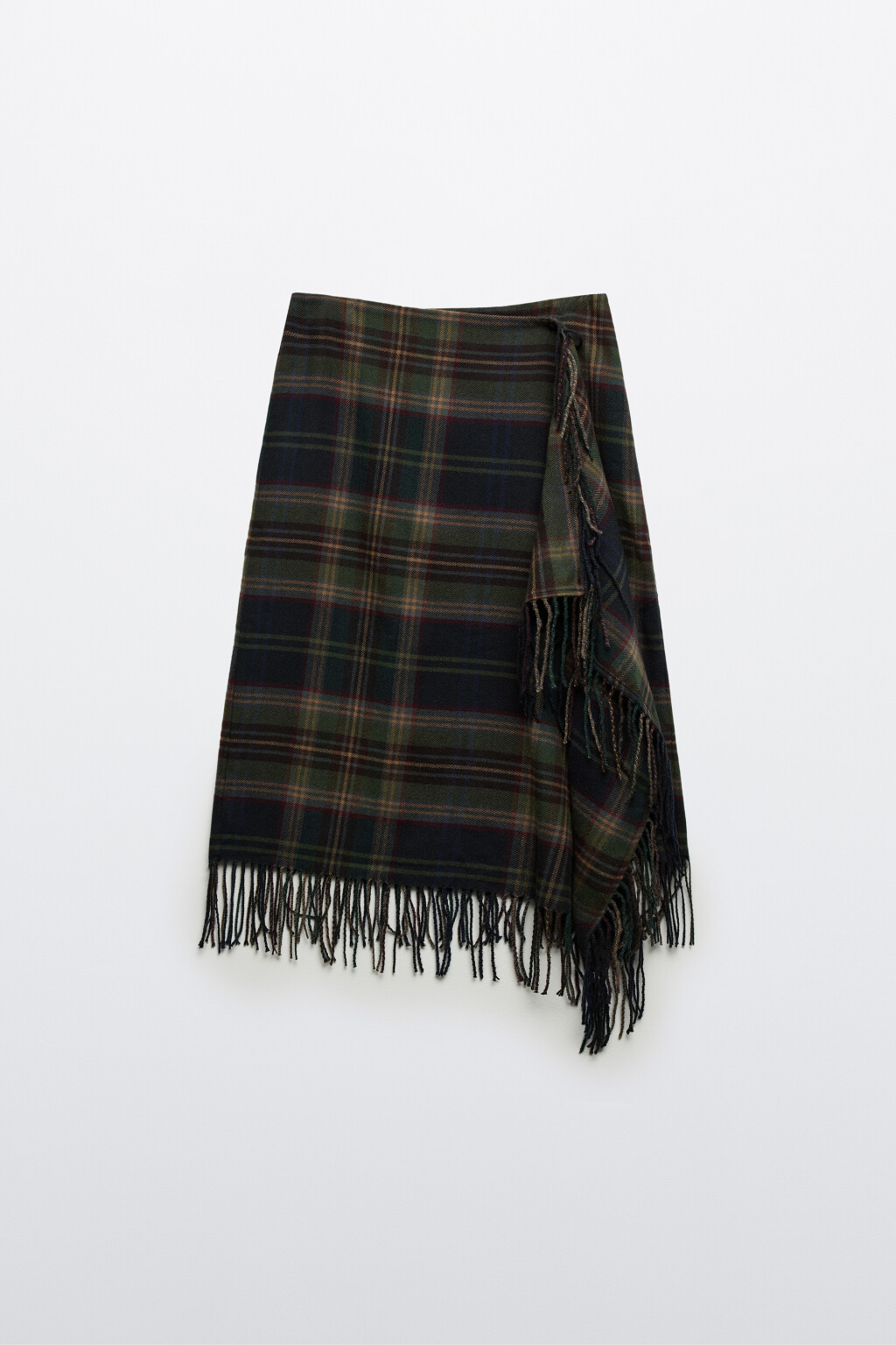 Юбка миди с запахом и бахромой - цвет зеленый - 8