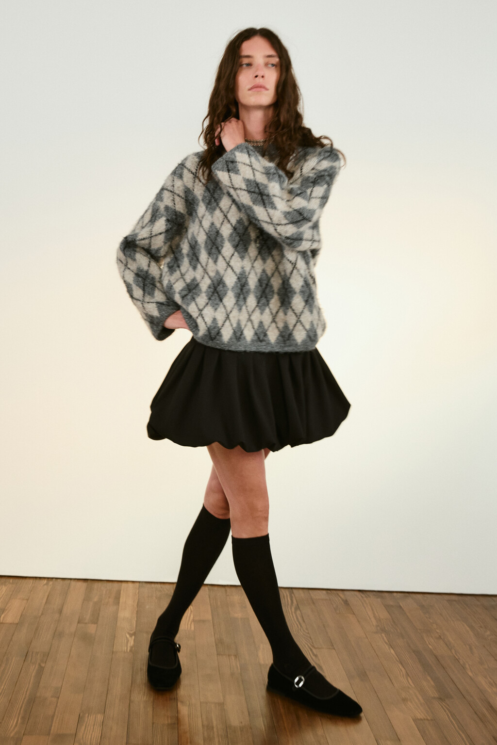 Юбка-баллон мини пышная - цвет черный - 2