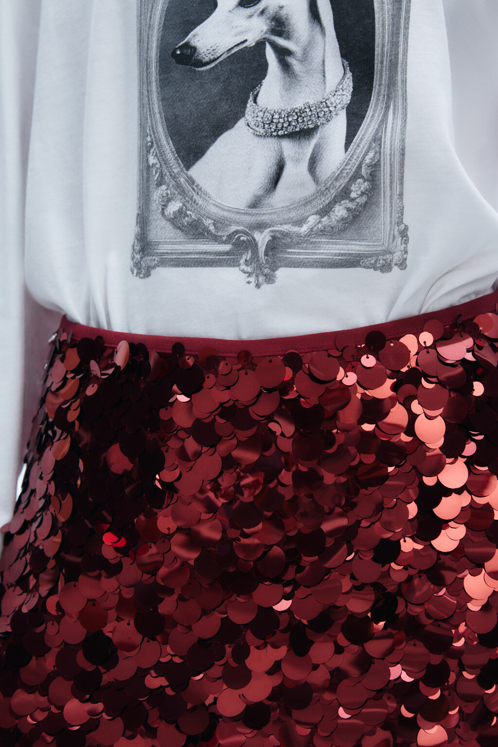 Юбка-шорты с крупными пайетками - цвет красный - 6