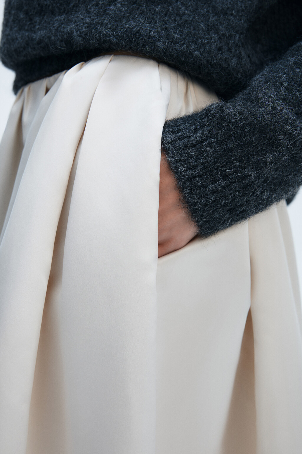 Юбка миди пышная атласная - цвет ванильный - 9