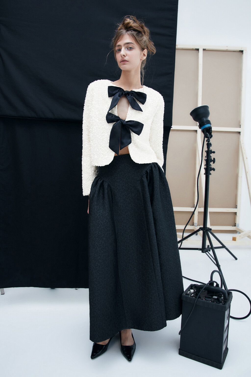 Юбка миди пышная из тафты - цвет черный - 2