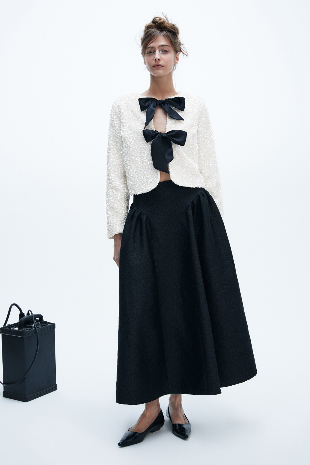 Юбка миди пышная из тафты - цвет черный - 5