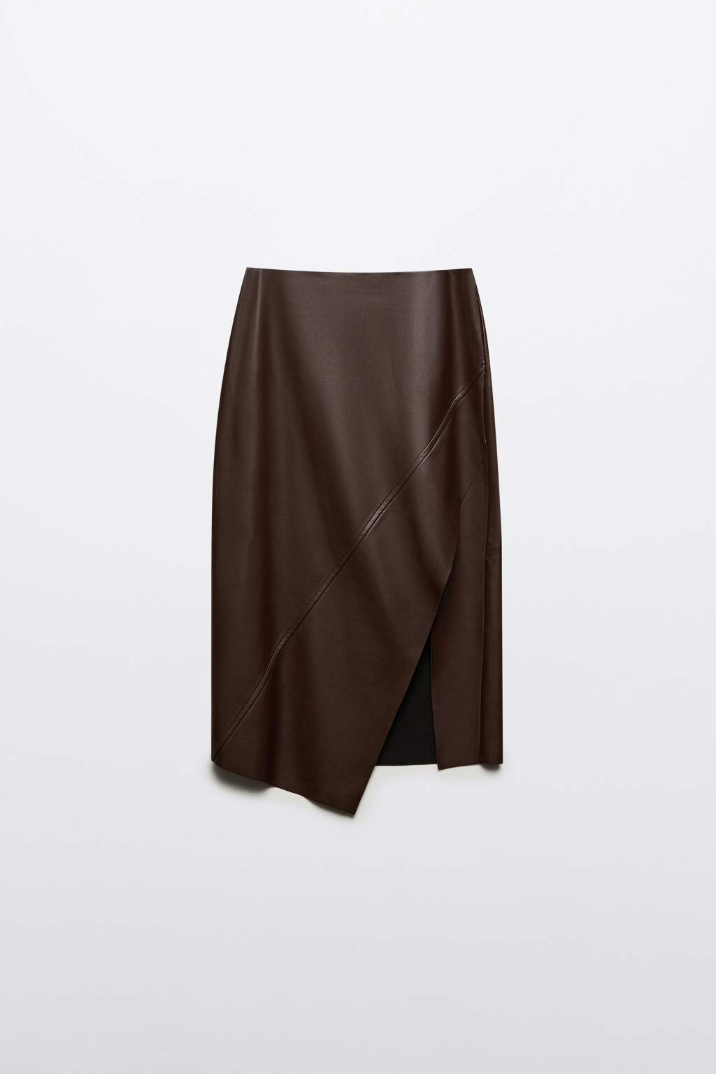 Юбка миди с асимметричным разрезом - цвет коричневый - 7