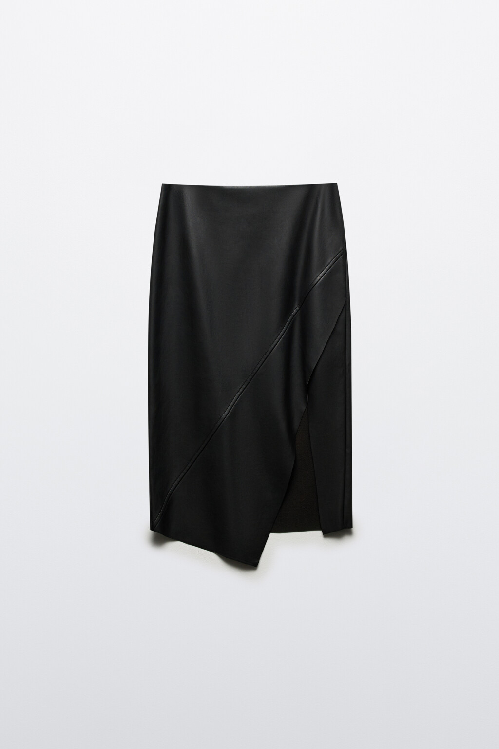 Юбка миди с асимметричным разрезом - цвет черный - 7