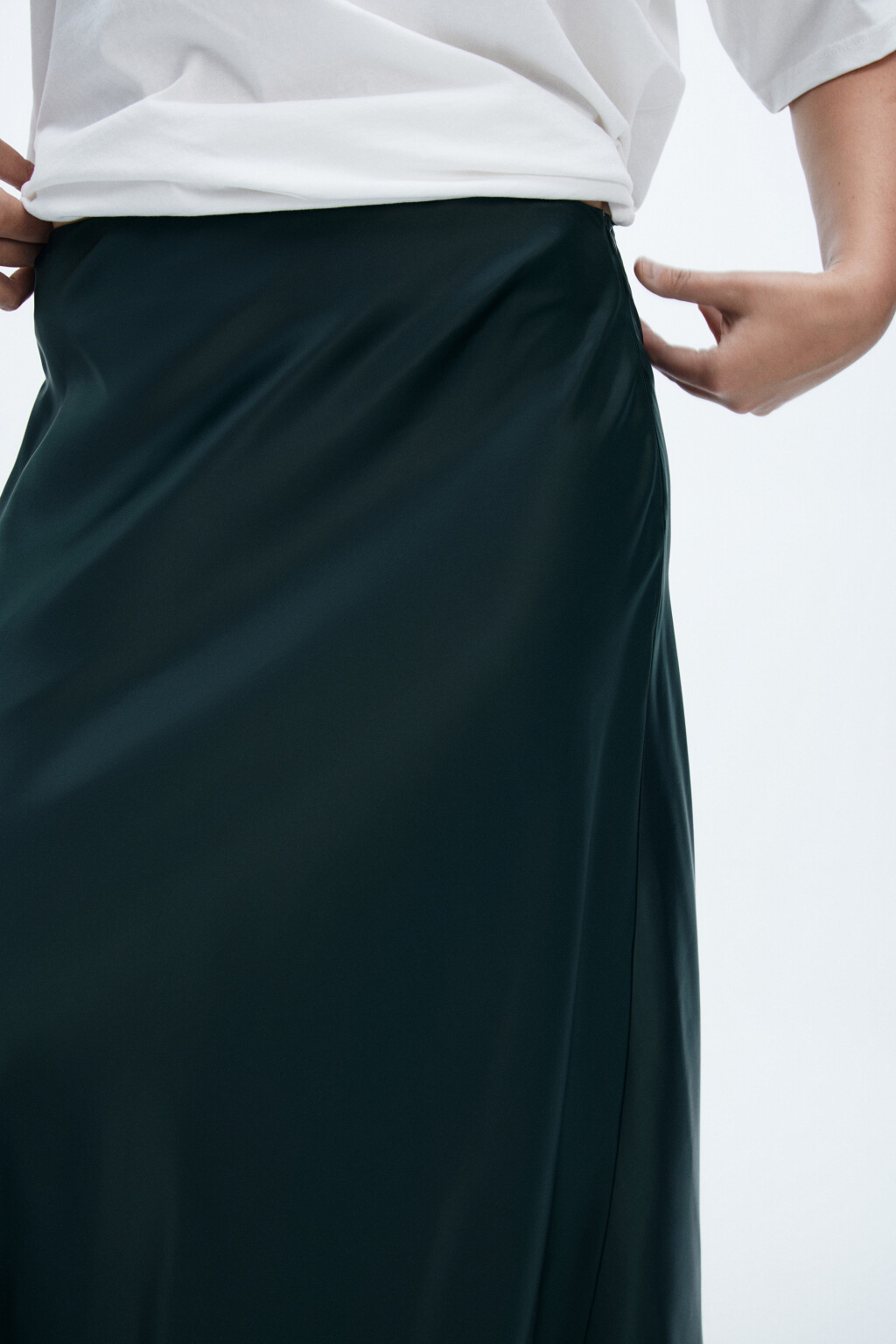 Юбка-годе макси атласная - цвет зеленый - 5