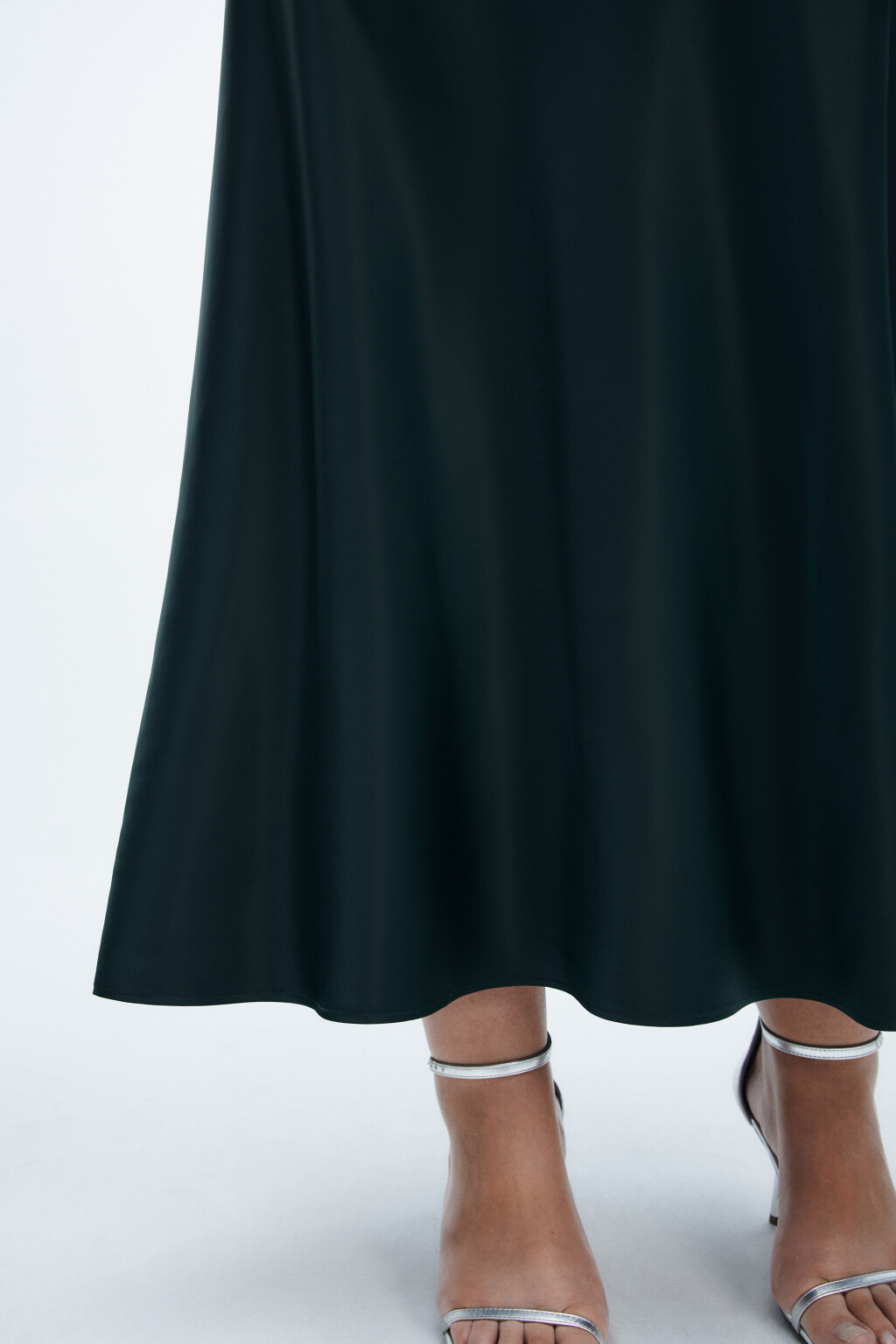 Юбка-годе макси атласная - цвет зеленый - 6