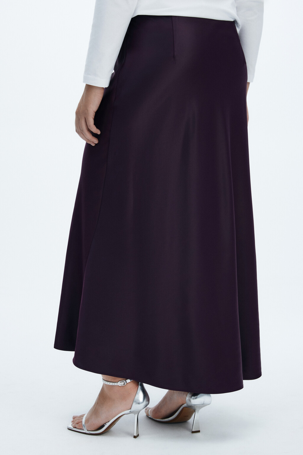 Юбка-годе макси атласная - цвет фиолетовый - 3