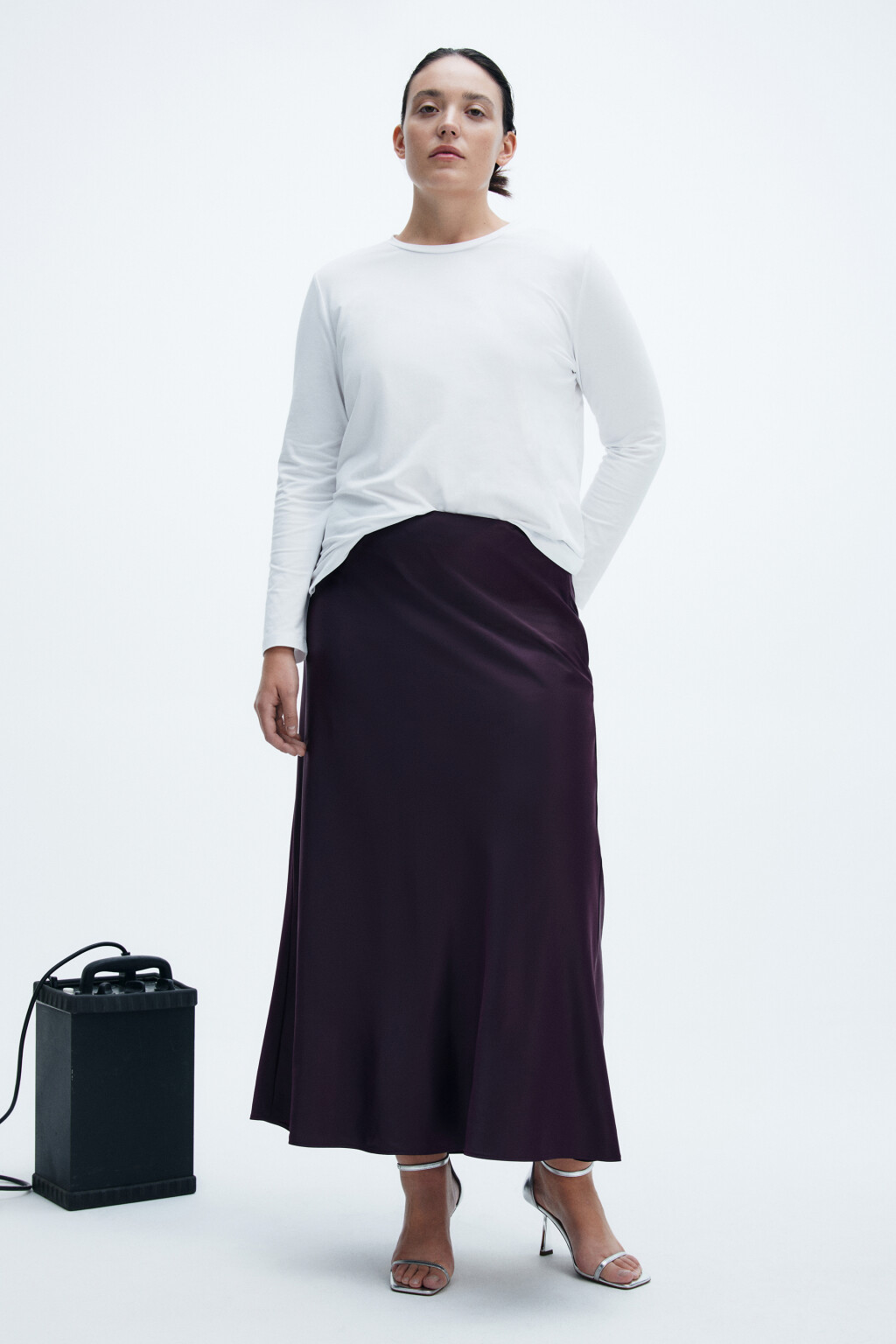 Юбка-годе макси атласная - цвет фиолетовый - 4