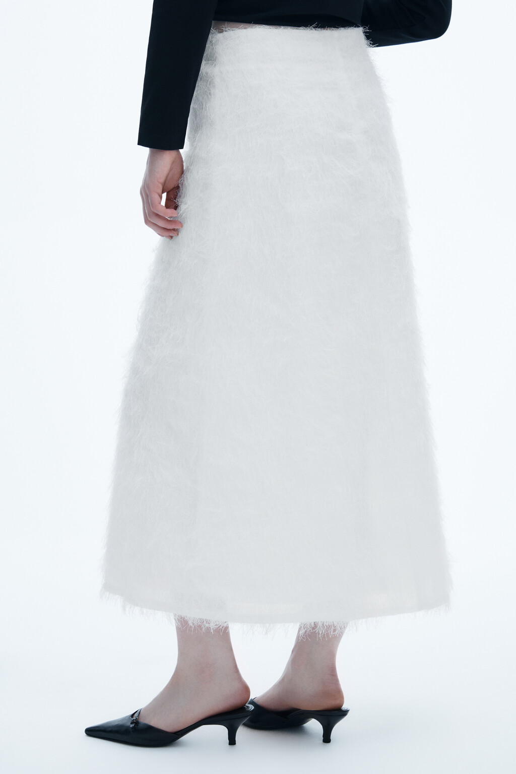 юбка-годе макси с пушистой бахромой - цвет белый - 3