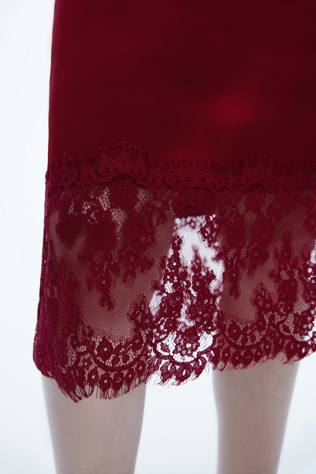 Юбка-годе миди с кружевом - цвет красный - 6