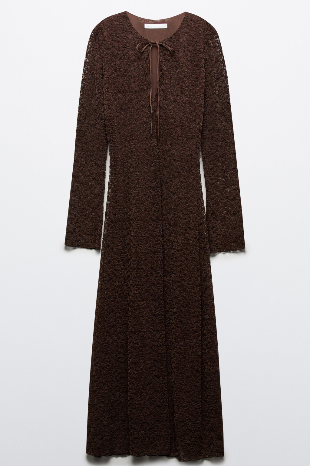 Платье макси облегающее ажурное - цвет коричневый - 9