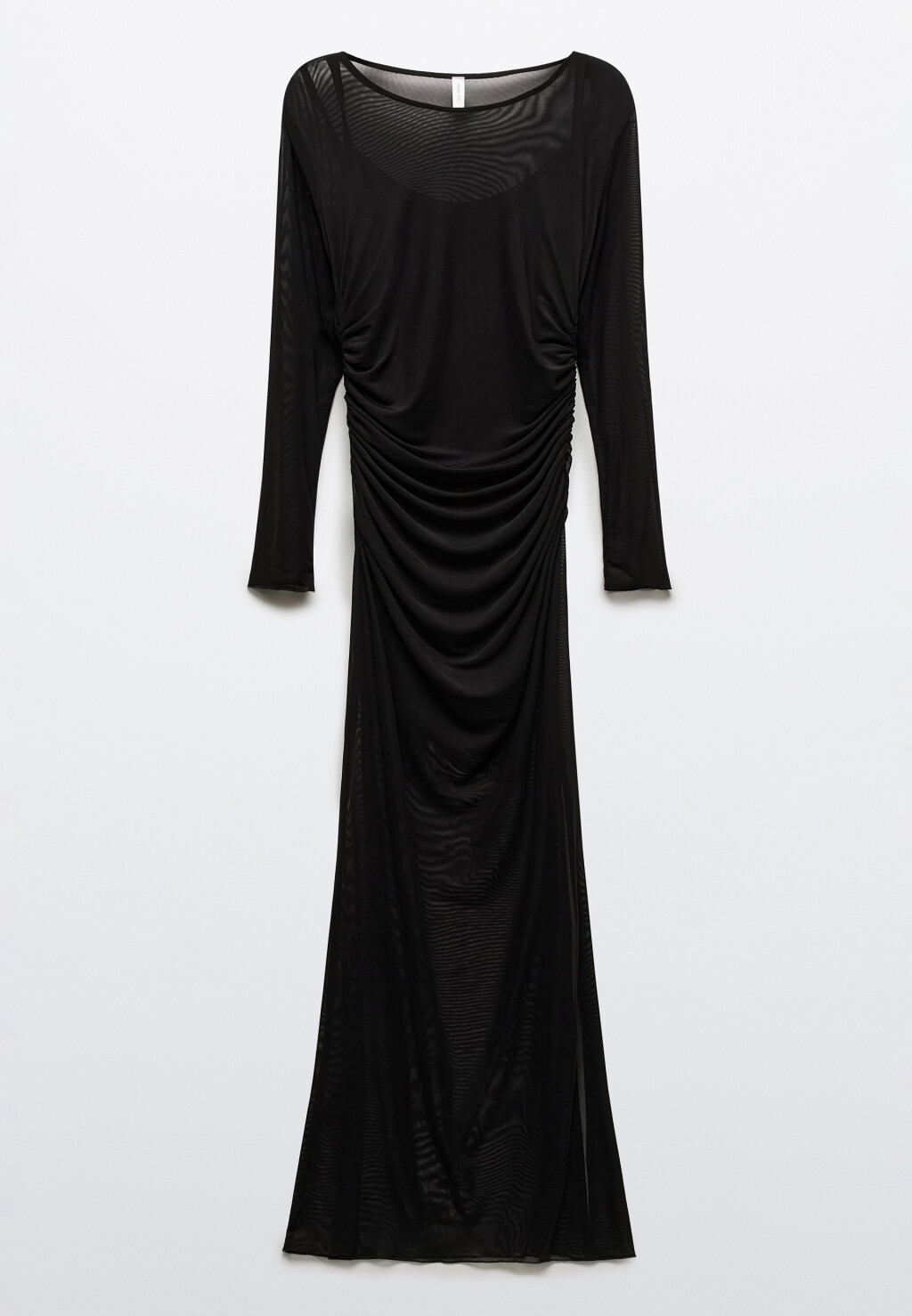 Платье из сетки с драпировками - цвет черный - 7