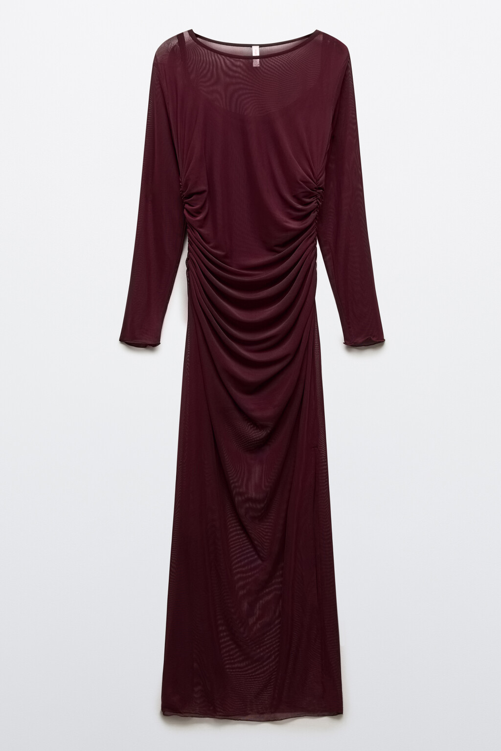 Платье из сетки с драпировками - цвет бордовый - 8