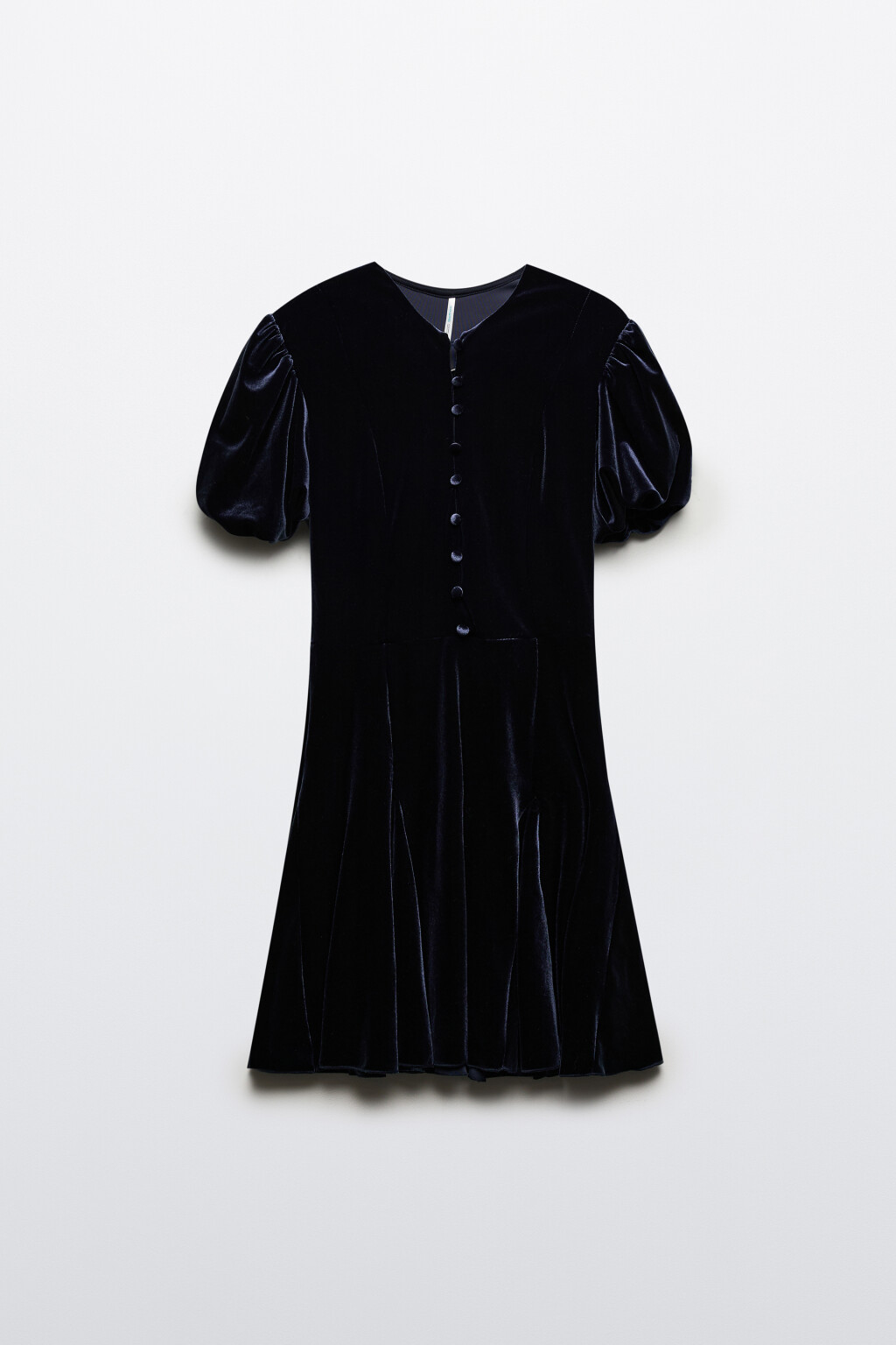 Платье бархатное с пышными рукавами - цвет синий - 7