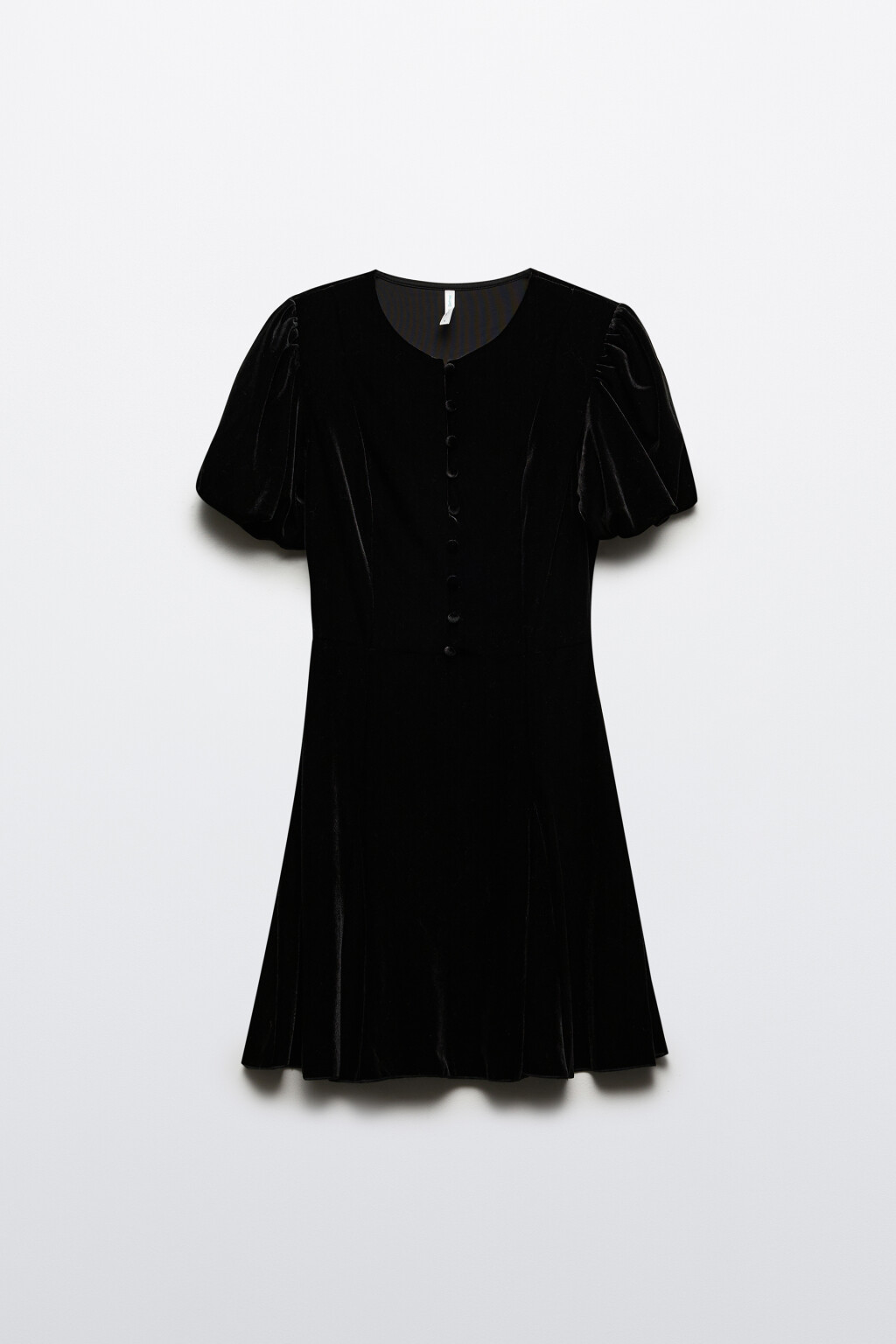 Платье бархатное с пышными рукавами - цвет черный - 8