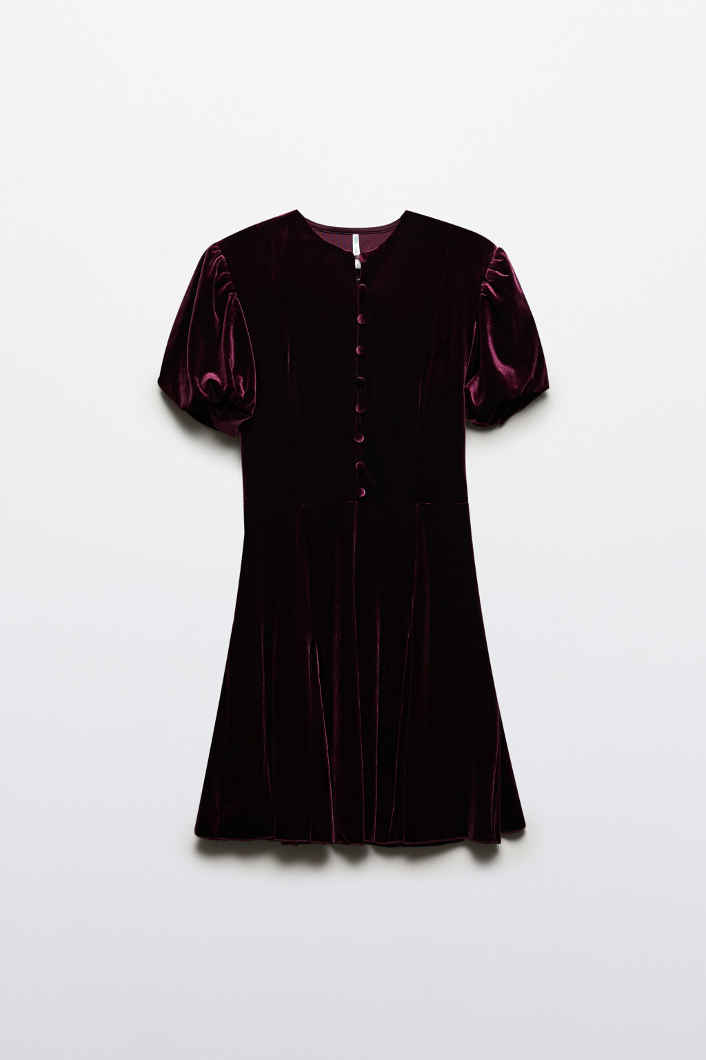 Платье бархатное с пышными рукавами - цвет красный - 7