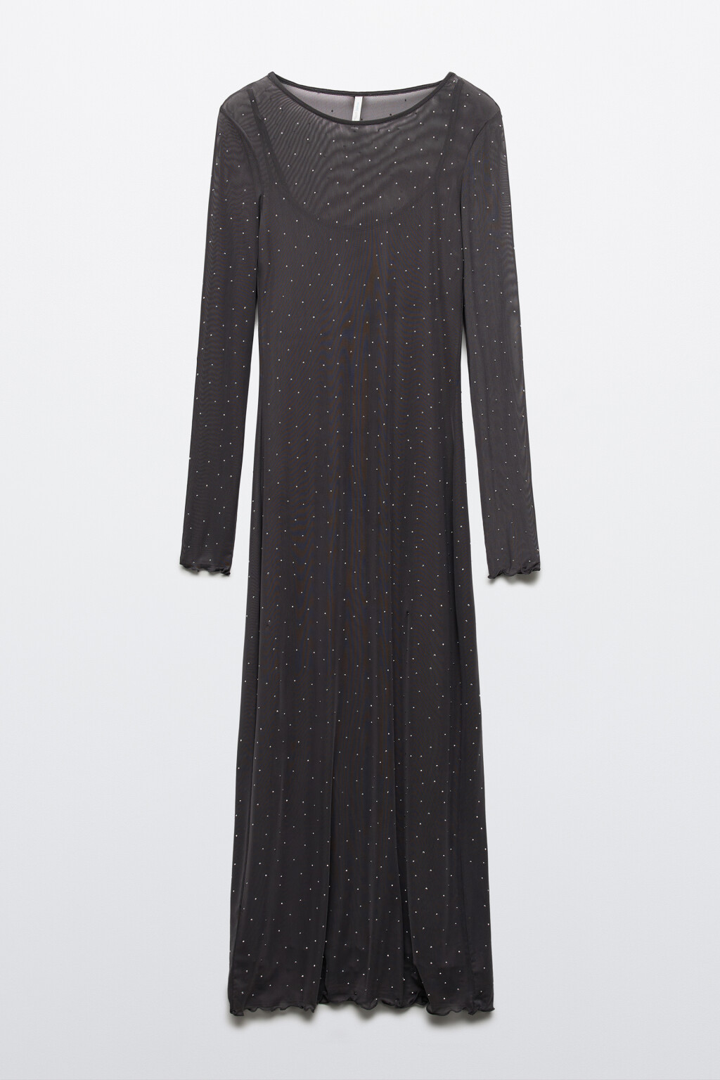Платье из сетки со стразами - цвет серый - 8
