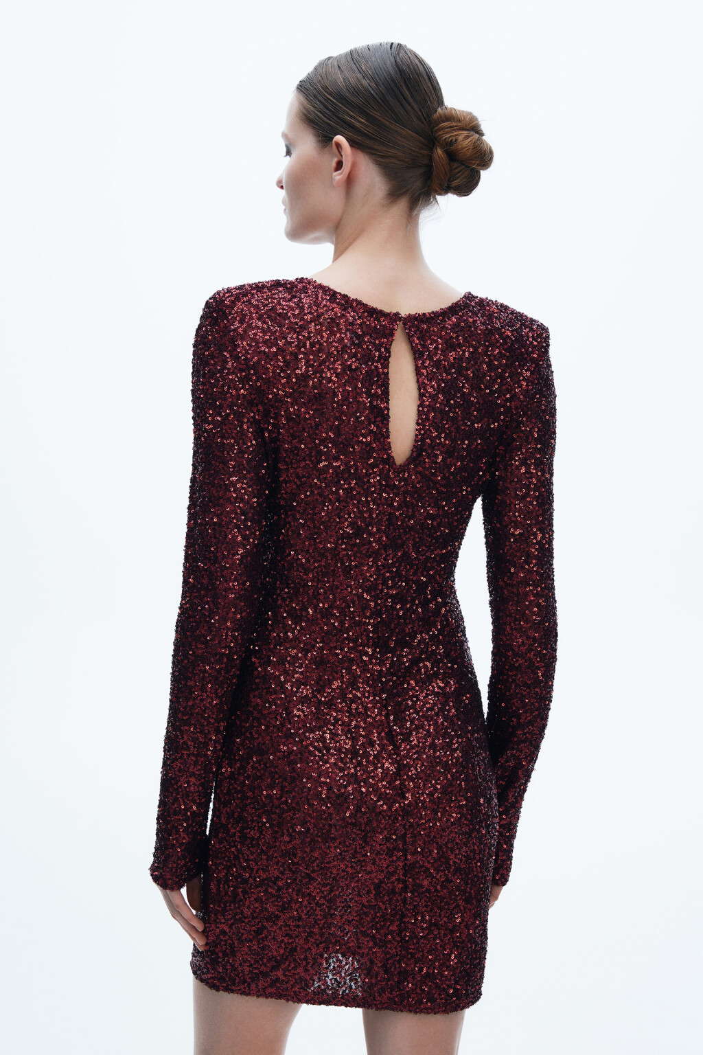 Платье мини облегающее с пайетками - цвет красный - 4
