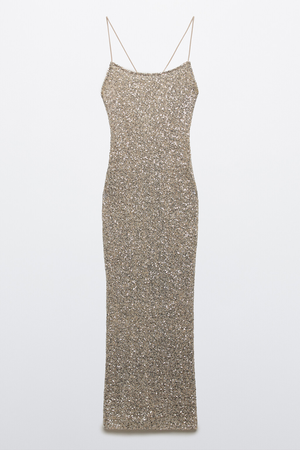 Платье макси облегающее с пайетками - цвет серый - 7