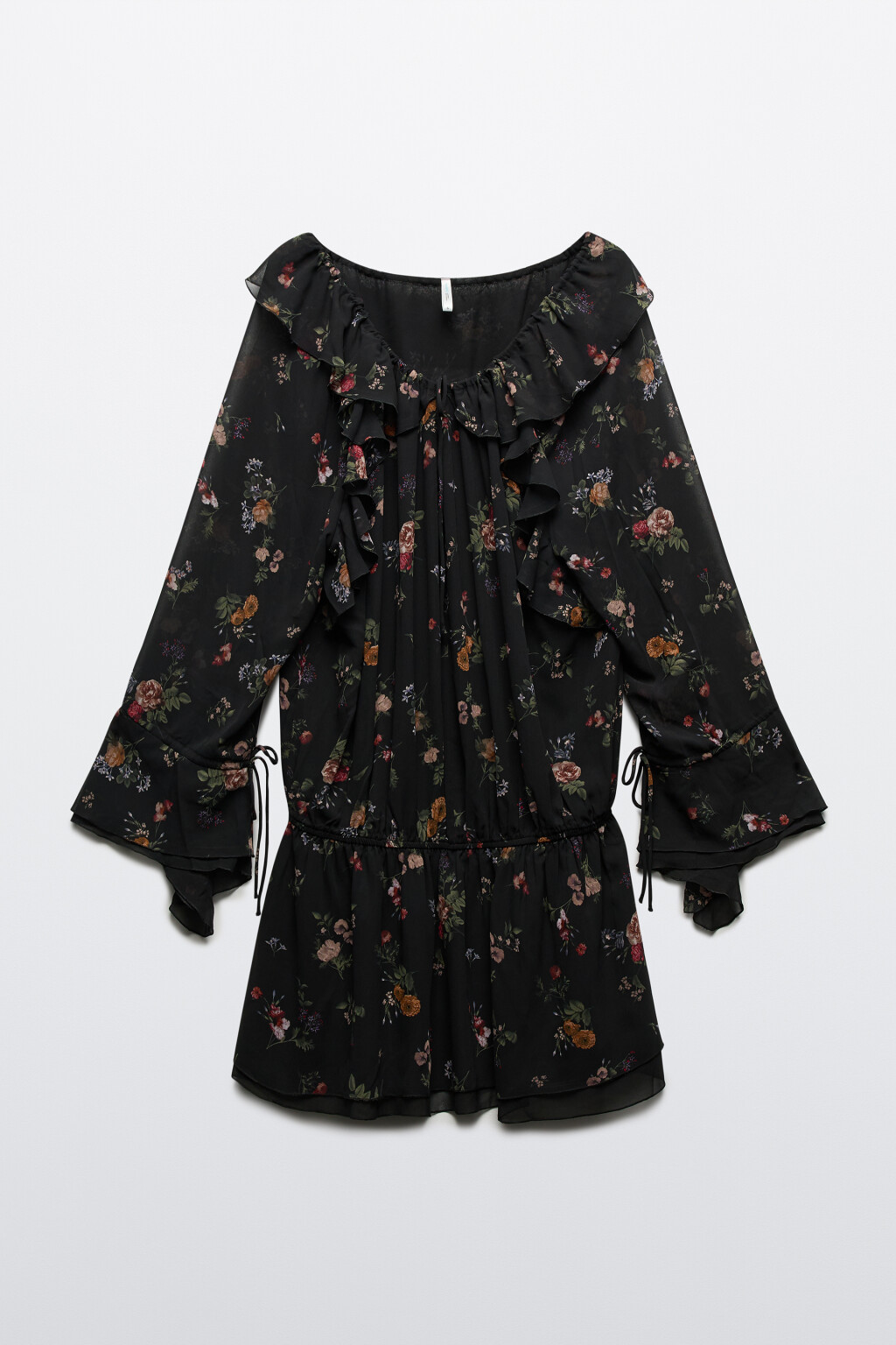 Платье шифоновое с завязками - цвет черный - 8