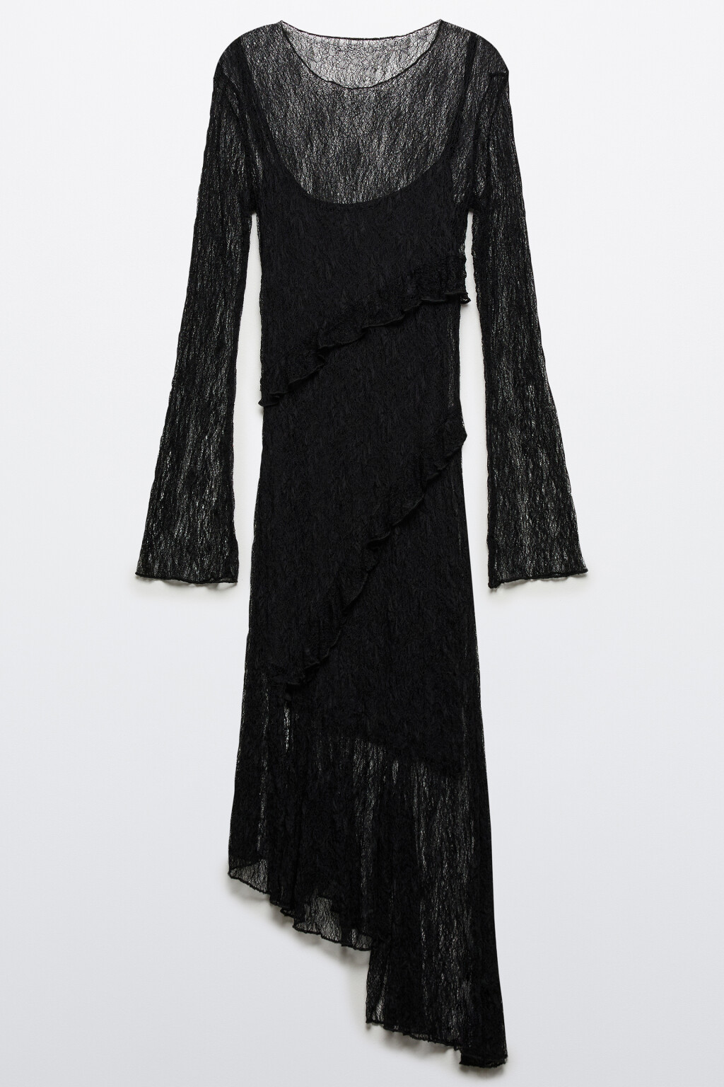 Платье облегающее из кружевной сетки - цвет черный - 7