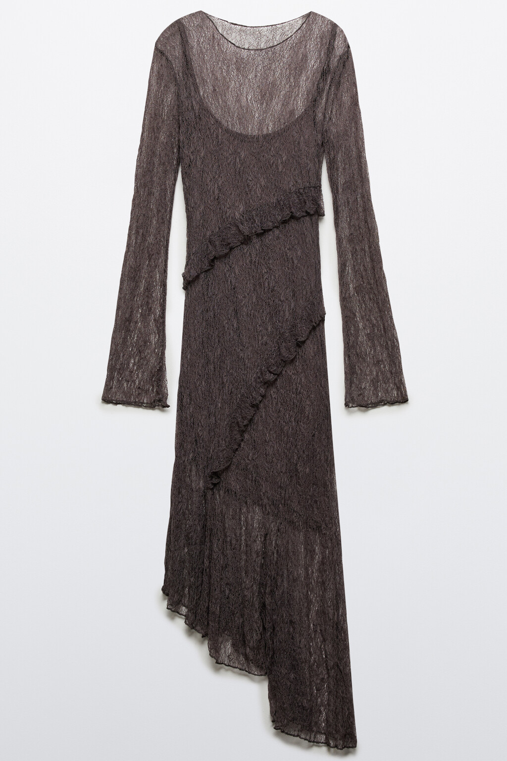 Платье облегающее из кружевной сетки - цвет коричневый - 7