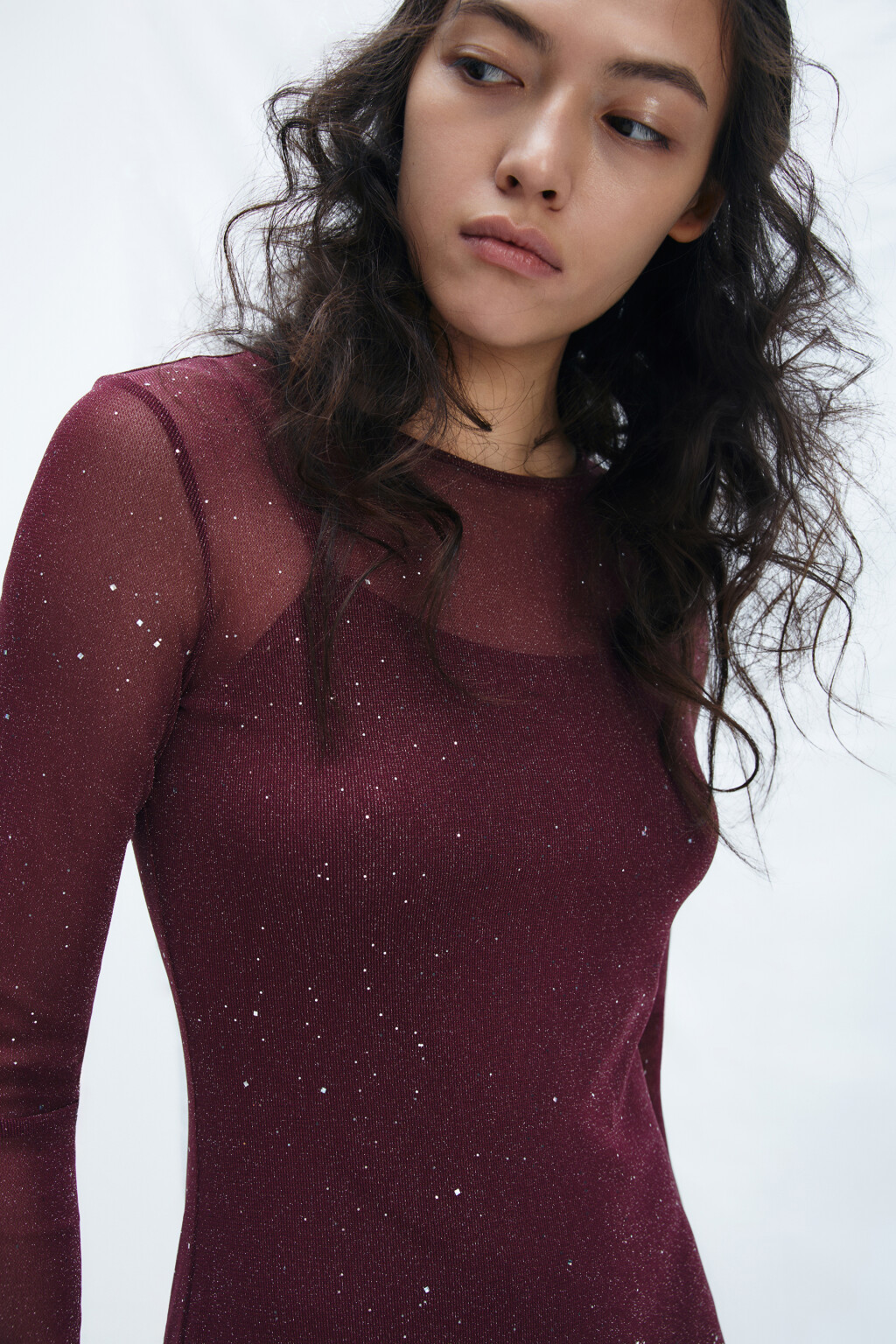 Платье макси с люрексом и стразами - цвет красный - 6