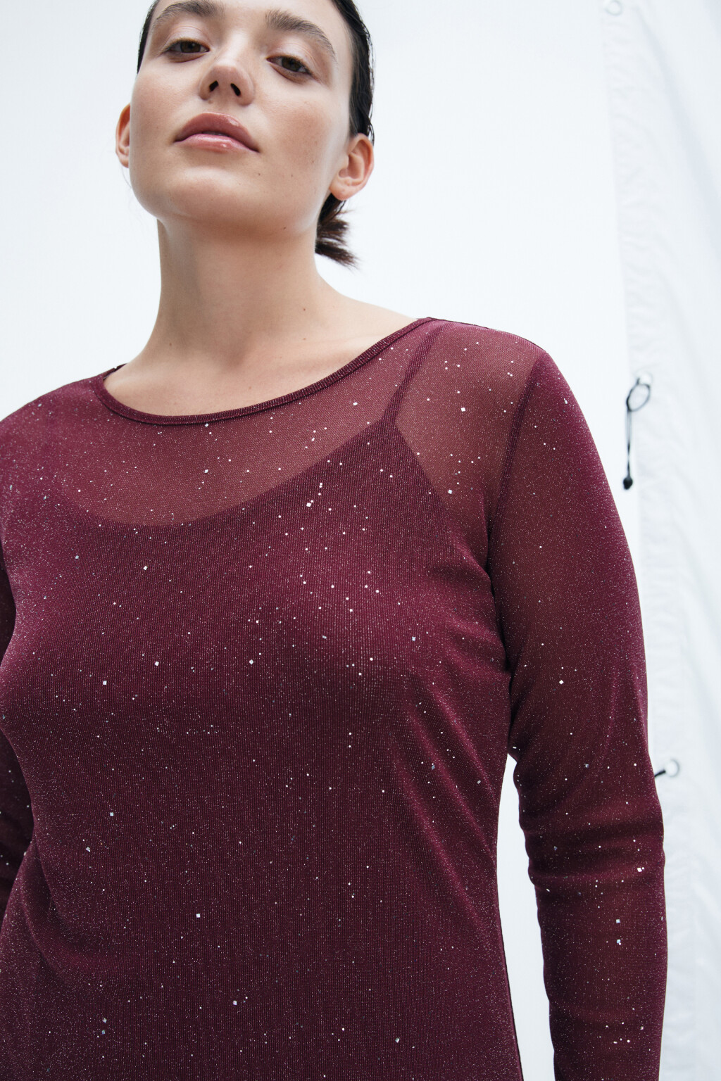 Платье макси с люрексом и стразами - цвет красный - 6