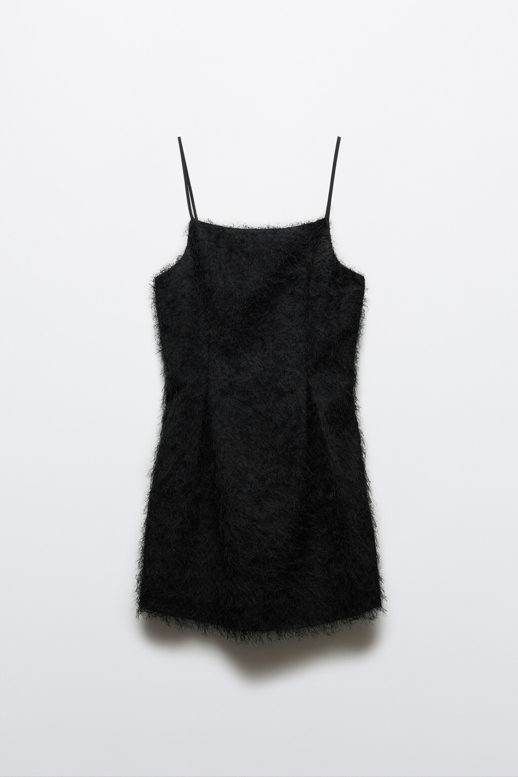 платье мини на бретельках с пушистой бахромой - цвет черный - 7