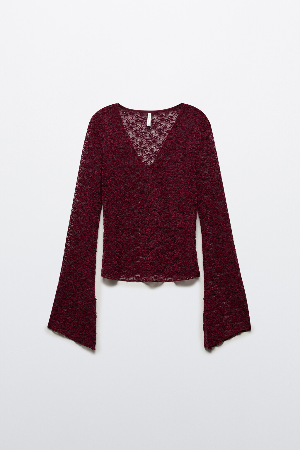 Блузка кружевная с рукавами клеш - цвет красный - 7