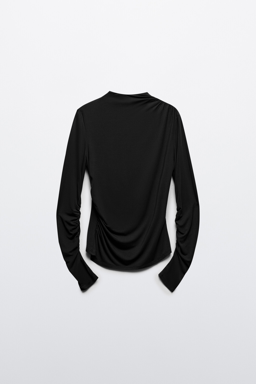 Лонгслив с воротником и драпировками - цвет черный - 7
