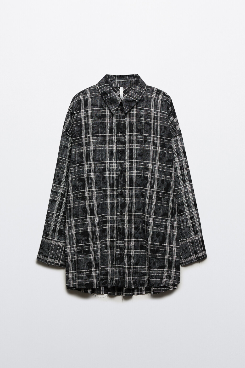 Рубашка в клетку с состаренным эффектом - цвет черный - 8