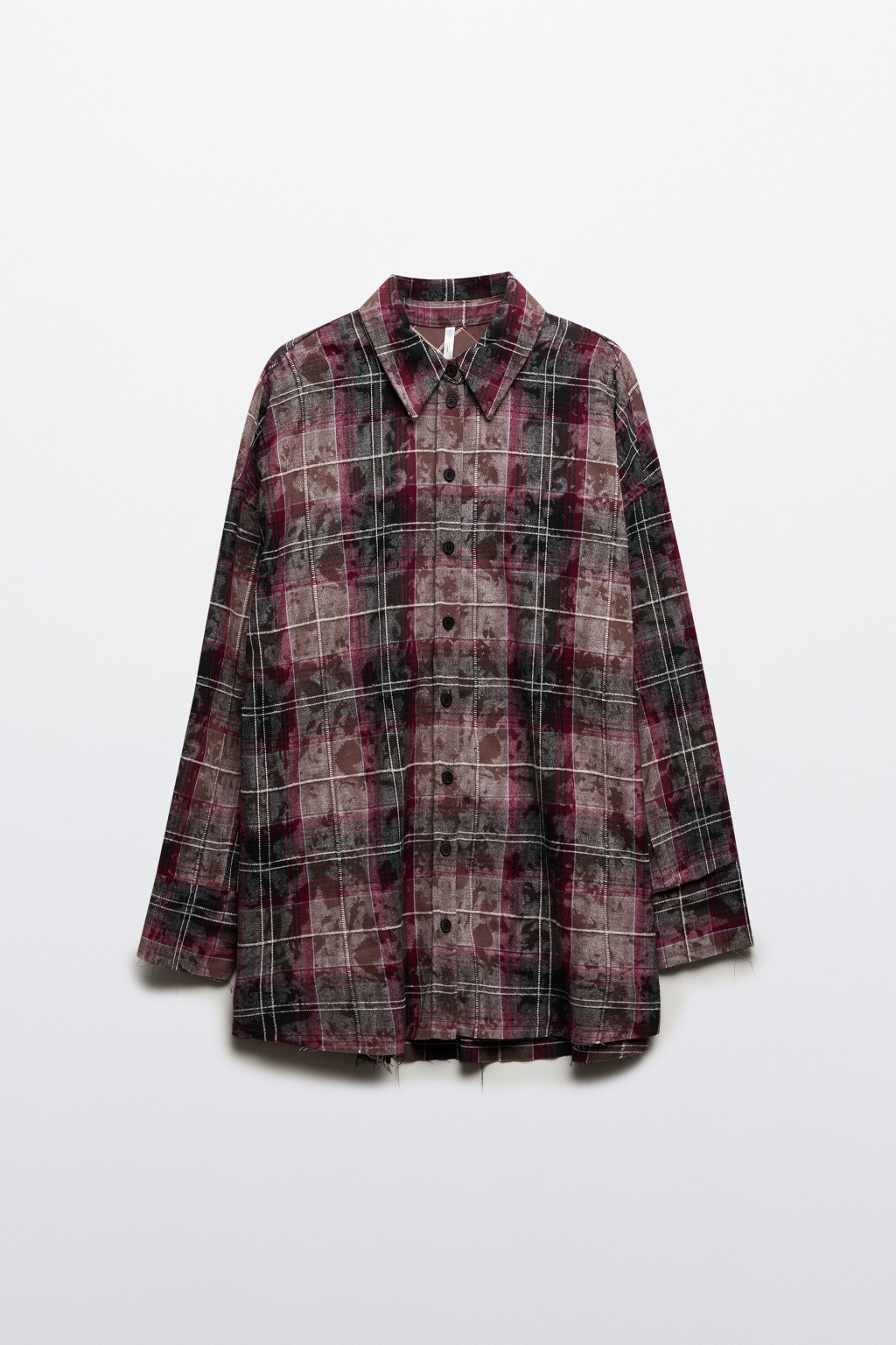 Рубашка в клетку с состаренным эффектом - цвет розовый - 7