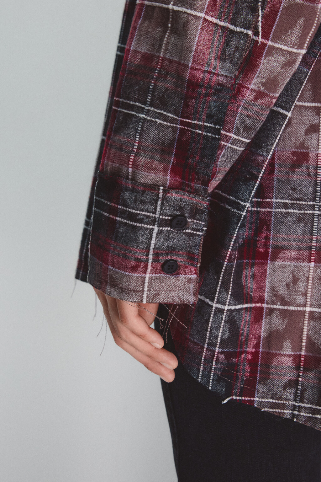 Рубашка в клетку с состаренным эффектом - цвет розовый - 6