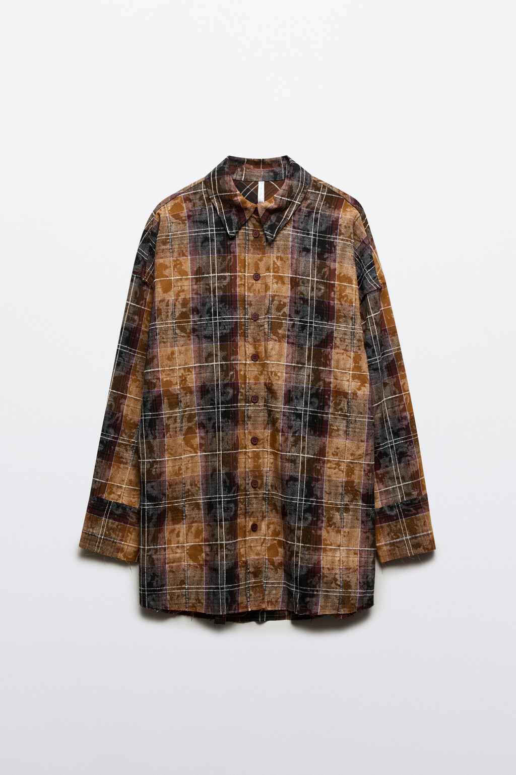 Рубашка в клетку с состаренным эффектом - цвет мультиколор - 7