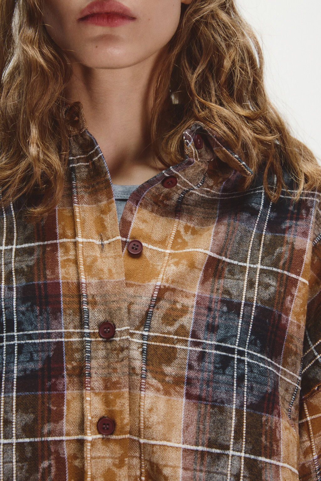 Рубашка в клетку с состаренным эффектом - цвет мультиколор - 5