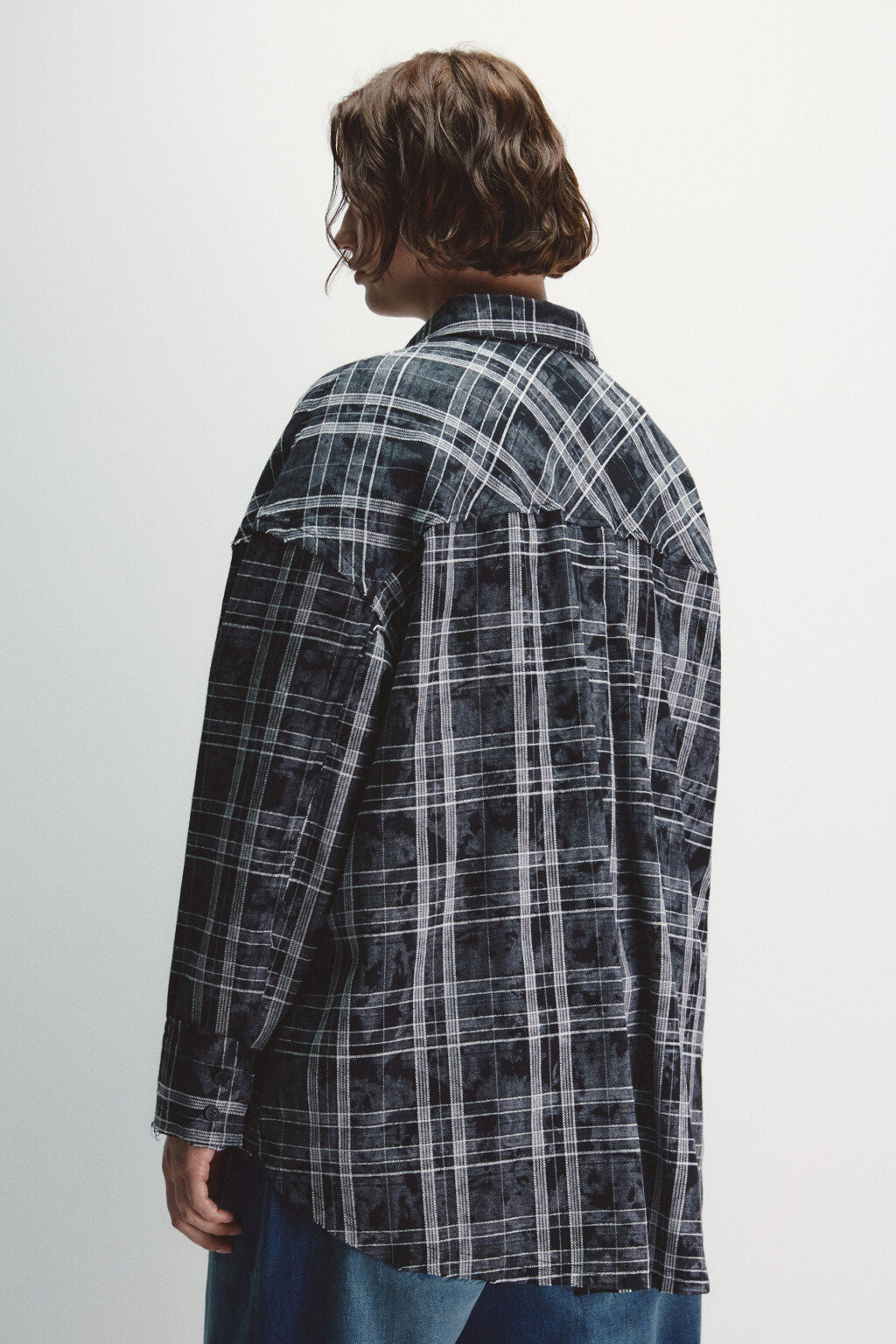 Рубашка в клетку с состаренным эффектом - цвет черный - 3