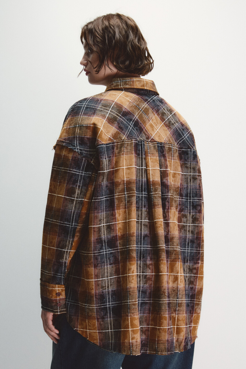 Рубашка в клетку с состаренным эффектом - цвет мультиколор - 3