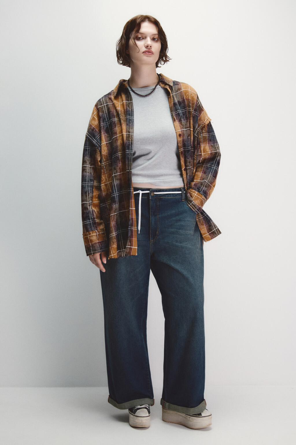 Рубашка в клетку с состаренным эффектом - цвет мультиколор - 4