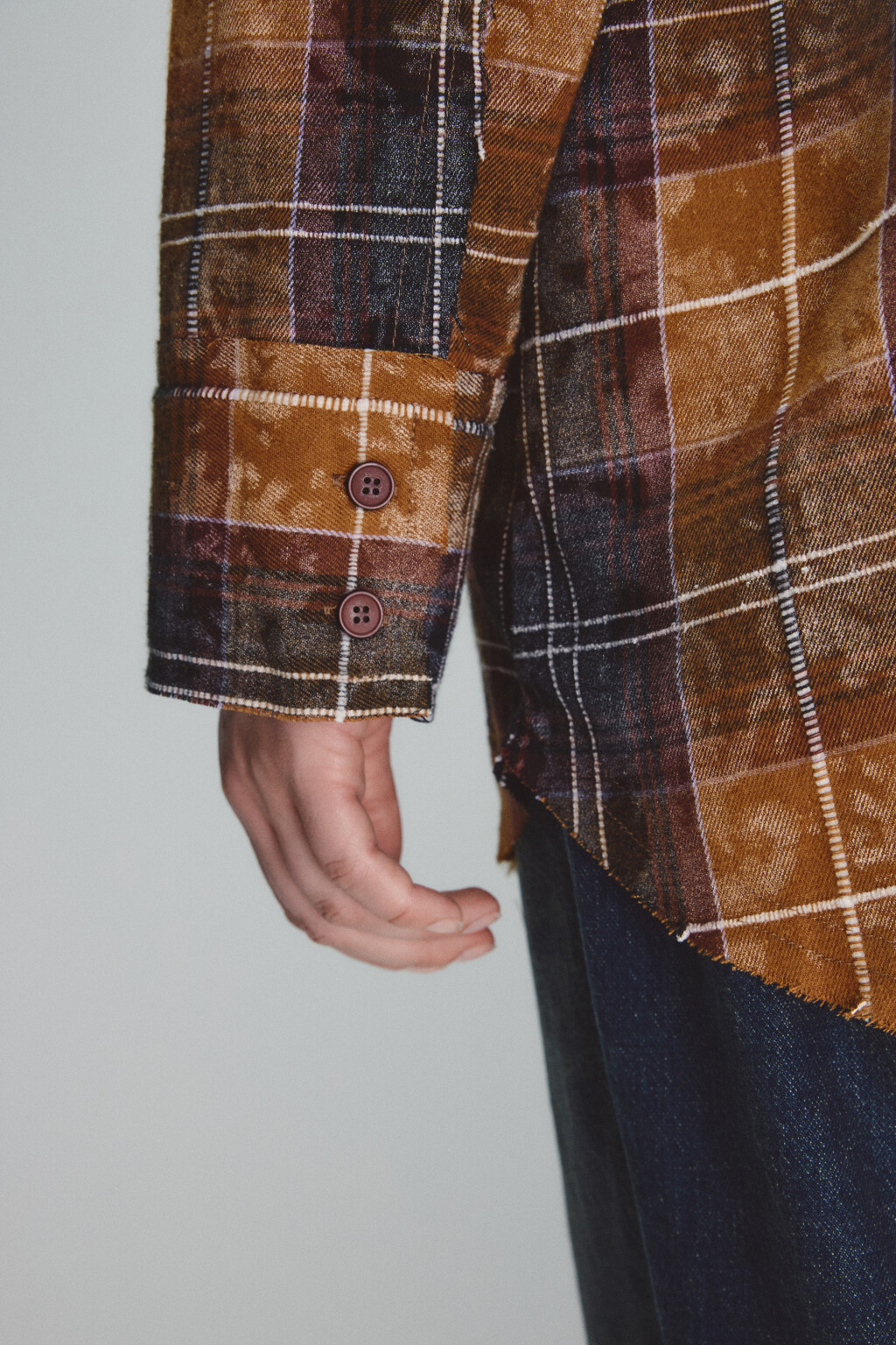 Рубашка в клетку с состаренным эффектом - цвет мультиколор - 6