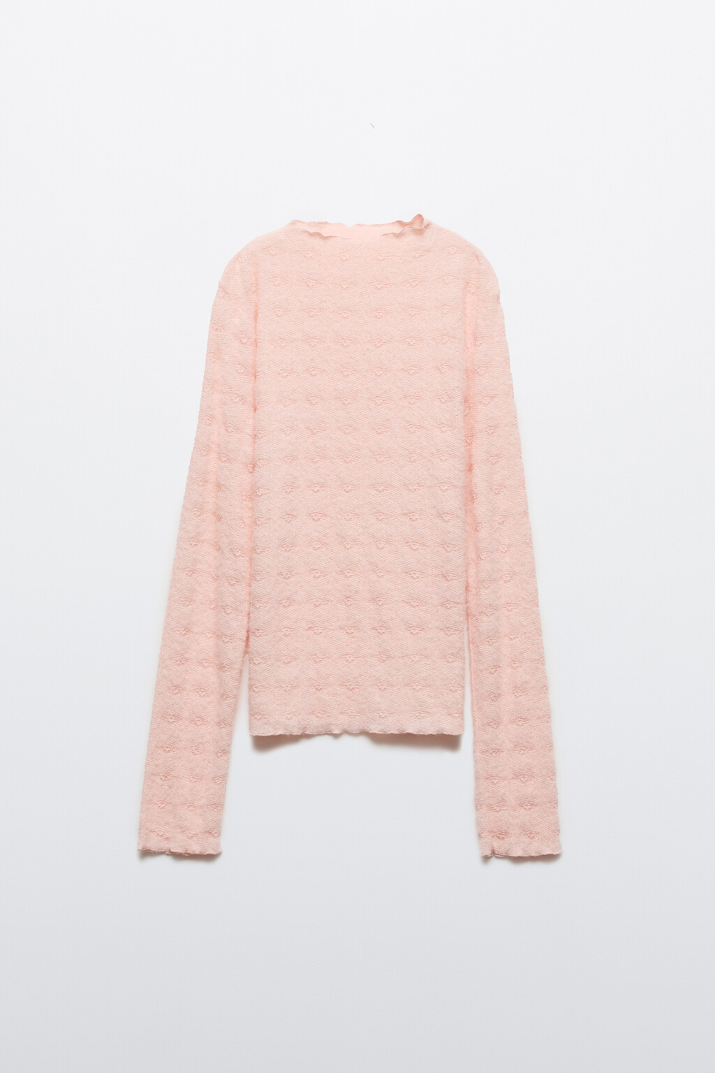 Блузка ажурная с волнистыми краями - цвет розовый - 8